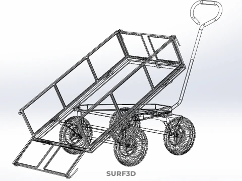 WASTE GARBAGE RUBBISH TRASH JUNK TRAILER DUMP CART WAGON TROLLEY 3D Model