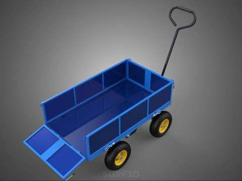GARBAGE RUBBISH TRASH TRAILER CART WAGON WHEELBARROW BIN TRUCK 4 3D Model