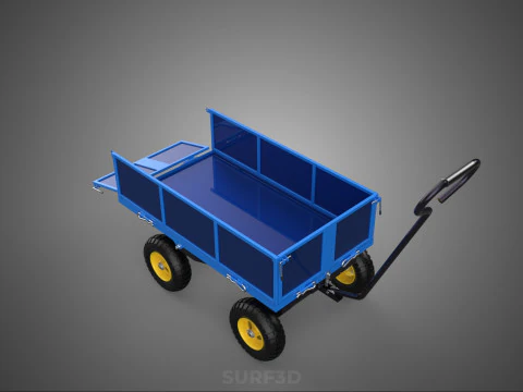 GARBAGE RUBBISH TRASH TRAILER CART WAGON WHEELBARROW BIN TRUCK 4 3D Model
