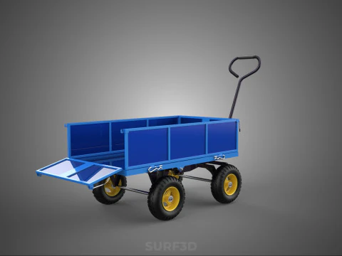 GARBAGE RUBBISH TRASH TRAILER CART WAGON WHEELBARROW BIN TRUCK 4 3D Model