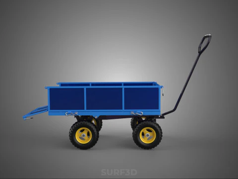 GARBAGE RUBBISH TRASH TRAILER CART WAGON WHEELBARROW BIN TRUCK 4 3D Model