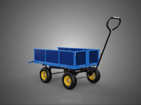 GARBAGE RUBBISH TRASH TRAILER CART WAGON WHEELBARROW BIN TRUCK 4 3D Model