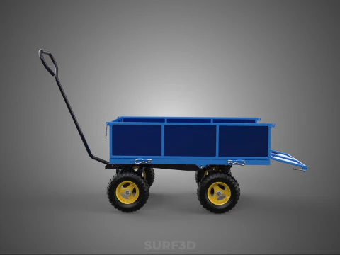 GARBAGE RUBBISH TRASH TRAILER CART WAGON WHEELBARROW BIN TRUCK 4 3D Model