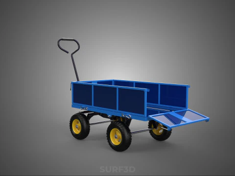 GARBAGE RUBBISH TRASH TRAILER CART WAGON WHEELBARROW BIN TRUCK 4 3D Model