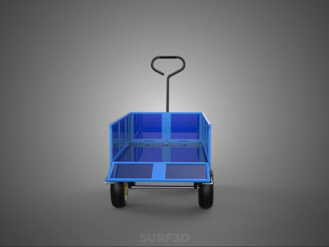 GARBAGE RUBBISH TRASH TRAILER CART WAGON WHEELBARROW BIN TRUCK 4 3D Model