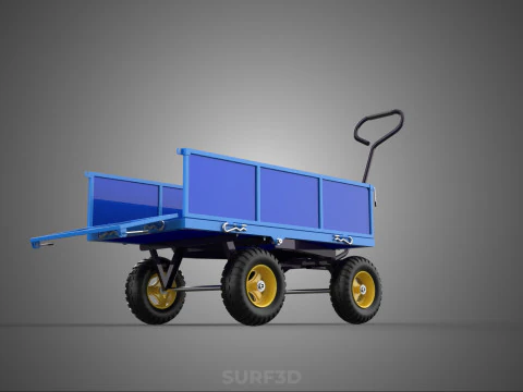 GARBAGE RUBBISH TRASH TRAILER CART WAGON WHEELBARROW BIN TRUCK 4 3D Model