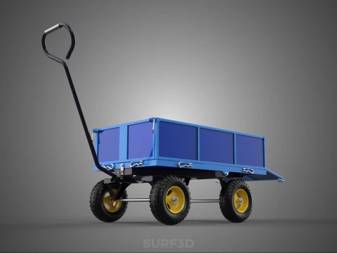 GARBAGE RUBBISH TRASH TRAILER CART WAGON WHEELBARROW BIN TRUCK 4 3D Model