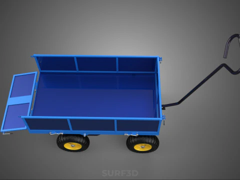 GARBAGE RUBBISH TRASH TRAILER CART WAGON WHEELBARROW BIN TRUCK 4 3D Model
