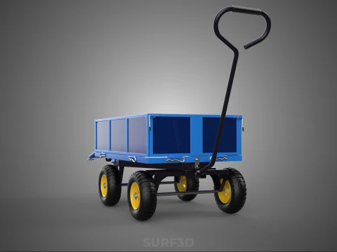 GARBAGE RUBBISH TRASH TRAILER CART WAGON WHEELBARROW BIN TRUCK 4 3D Model