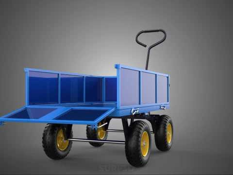 GARBAGE RUBBISH TRASH TRAILER CART WAGON WHEELBARROW BIN TRUCK 4 3D Model