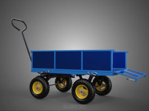 GARBAGE RUBBISH TRASH TRAILER CART WAGON WHEELBARROW BIN TRUCK 4 3D Model