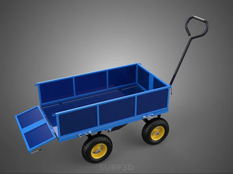 GARBAGE RUBBISH TRASH TRAILER CART WAGON WHEELBARROW BIN TRUCK 4 3D Model