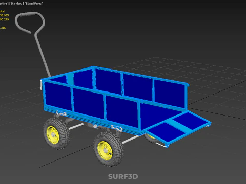 GARBAGE RUBBISH TRASH TRAILER CART WAGON WHEELBARROW BIN TRUCK 4 3D Model