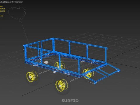GARBAGE RUBBISH TRASH TRAILER CART WAGON WHEELBARROW BIN TRUCK 4 3D Model