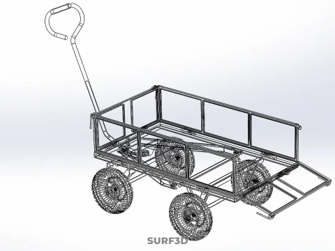 GARBAGE RUBBISH TRASH TRAILER CART WAGON WHEELBARROW BIN TRUCK 4 3D Model