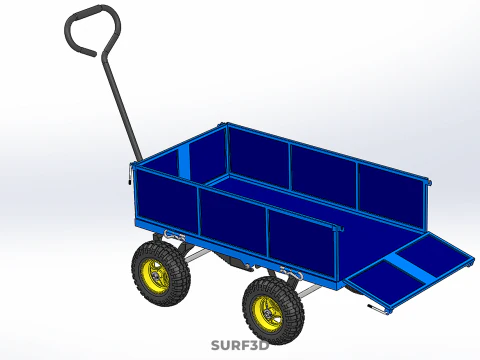 GARBAGE RUBBISH TRASH TRAILER CART WAGON WHEELBARROW BIN TRUCK 4 3D Model
