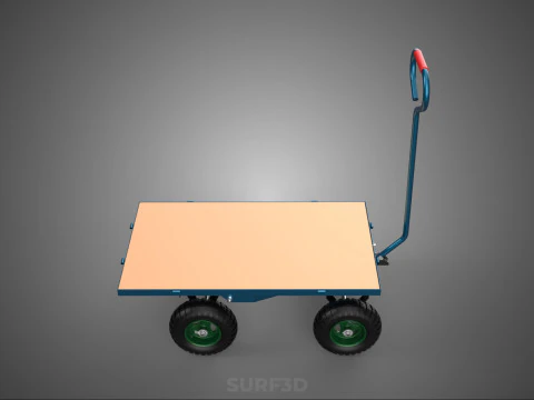 FLATBED PLATFORM HEAVY DUTY TROLLEY UTILITY CART WAGON TRUCK 4W 3D Model
