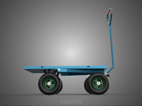 FLATBED PLATFORM HEAVY DUTY TROLLEY UTILITY CART WAGON TRUCK 4W 3D Model