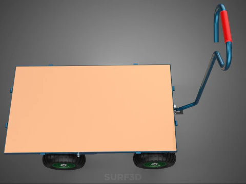 FLATBED PLATFORM HEAVY DUTY TROLLEY UTILITY CART WAGON TRUCK 4W 3D Model