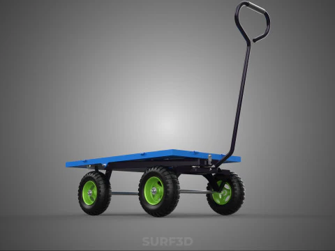 HAND PALLET PLATFORM TROLLEY CART DOLLY TRUCK FLAT BED DECK LOAD 3D Model