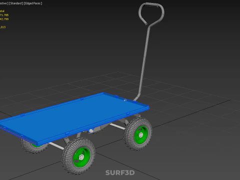 HAND PALLET PLATFORM TROLLEY CART DOLLY TRUCK FLAT BED DECK LOAD 3D Model