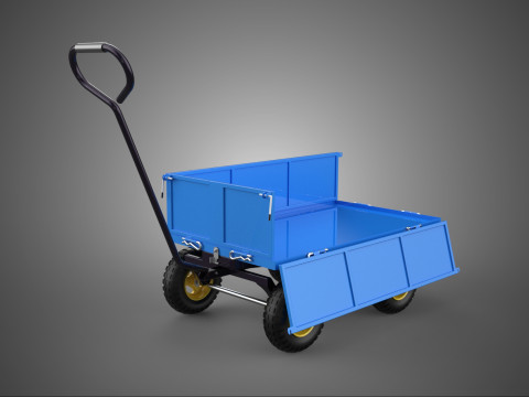 KERANJANG TROLI SISI DROP DOWN YANG DAPAT DIUBAH BEBAN TRAILER DOLLY WAGON Model 3D