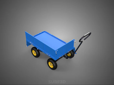CONVERTIBLE DROP DOWN SIDE TROLLEY CART WAGON DOLLY TRAILER LOAD 3D Model