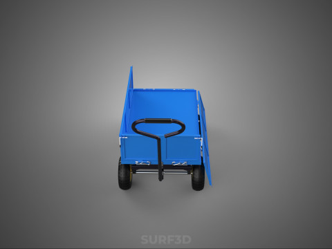 敞篷下拉式侧推手推车 移动车 拖车负载 3D 模型