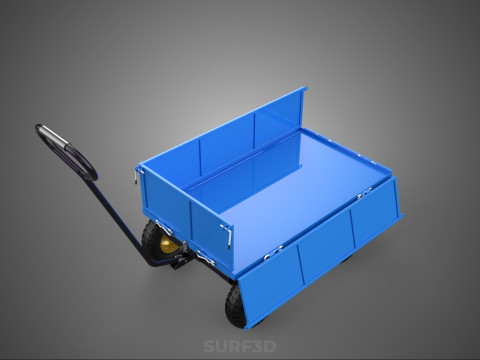 敞篷下拉式侧推手推车 移动车 拖车负载 3D 模型