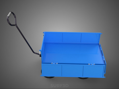 敞篷下拉式侧推手推车 移动车 拖车负载 3D 模型