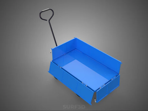 CONVERTIBLE DROP DOWN SIDE TROLLEY CART WAGON DOLLY TRAILER LOAD 3D Model