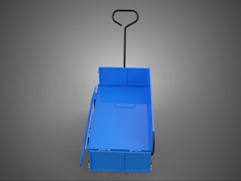 CONVERTIBLE DROP DOWN SIDE TROLLEY CART WAGON DOLLY TRAILER LOAD 3D Model