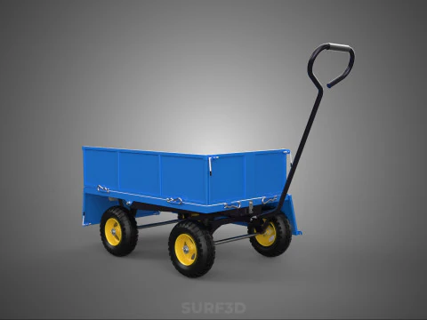 CONVERTIBLE DROP DOWN SIDE TROLLEY CART WAGON DOLLY TRAILER LOAD 3D Model