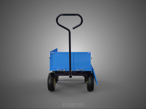 敞篷下拉式侧推手推车 移动车 拖车负载 3D 模型