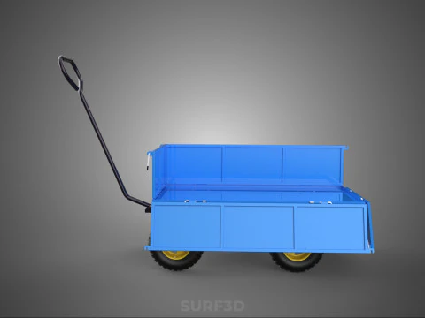 CONVERTIBLE DROP DOWN SIDE TROLLEY CART WAGON DOLLY TRAILER LOAD 3D Model