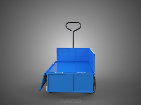 敞篷下拉式侧推手推车 移动车 拖车负载 3D 模型