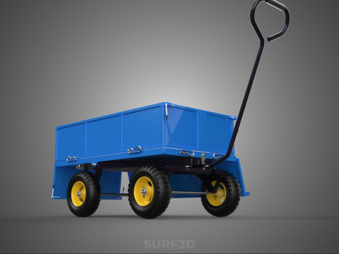 敞篷下拉式侧推手推车 移动车 拖车负载 3D 模型