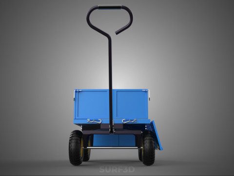 敞篷下拉式侧推手推车 移动车 拖车负载 3D 模型