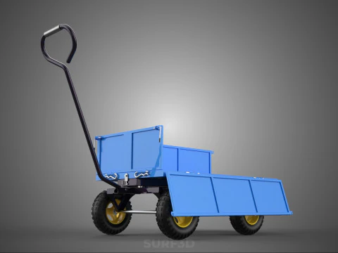 CONVERTIBLE DROP DOWN SIDE TROLLEY CART WAGON DOLLY TRAILER LOAD 3D Model