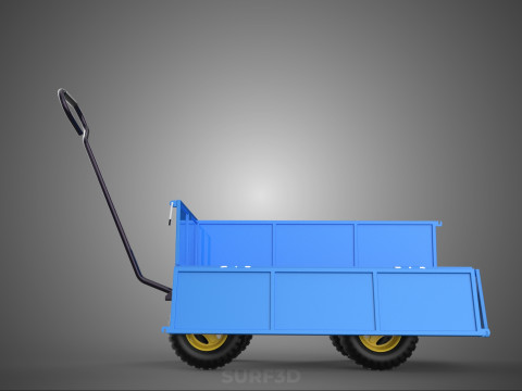 敞篷下拉式侧推手推车 移动车 拖车负载 3D 模型