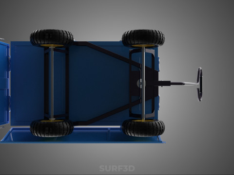 敞篷下拉式侧推手推车 移动车 拖车负载 3D 模型