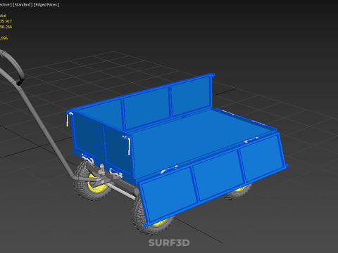敞篷下拉式侧推手推车 移动车 拖车负载 3D 模型