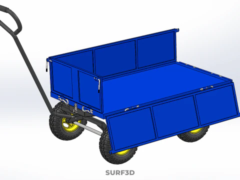 CONVERTIBLE DROP DOWN SIDE TROLLEY CART WAGON DOLLY TRAILER LOAD 3D Model