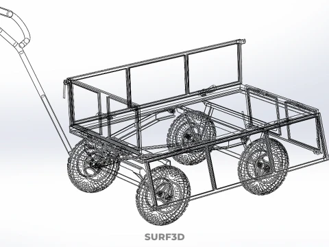 CONVERTIBLE DROP DOWN SIDE TROLLEY CART WAGON DOLLY TRAILER LOAD 3D Model