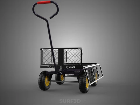 REMOVABLE MESH SIDE PANEL TROLLEY CART WAGON DOLLY UTILITY FOLD 3D Model