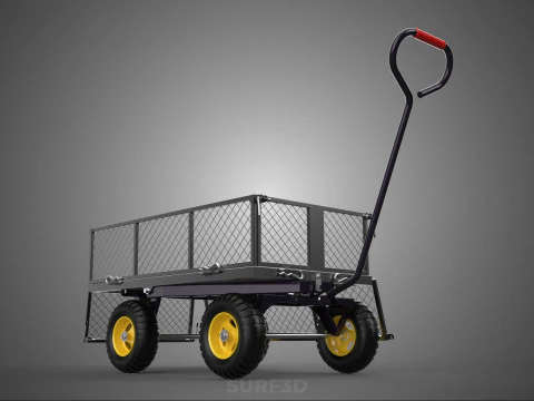 REMOVABLE MESH SIDE PANEL TROLLEY CART WAGON DOLLY UTILITY FOLD 3D Model