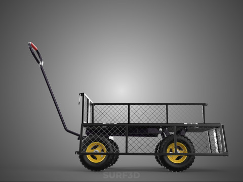 可拆卸网状侧板手推车手推车移动车实用折叠 3D 模型