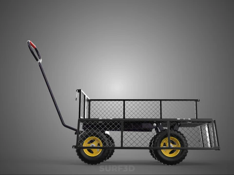 REMOVABLE MESH SIDE PANEL TROLLEY CART WAGON DOLLY UTILITY FOLD 3D Model