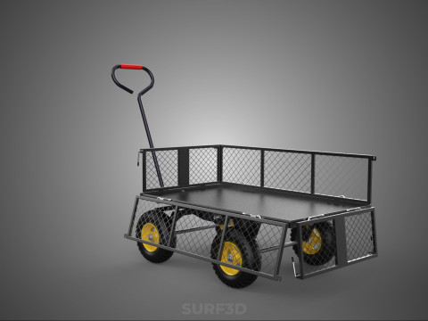 可拆卸网状侧板手推车手推车移动车实用折叠 3D 模型