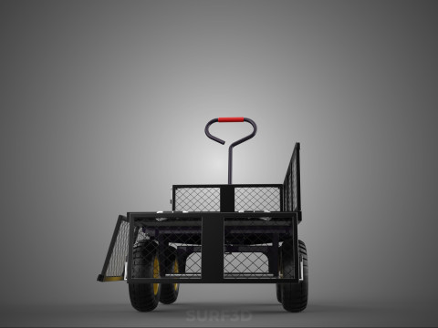 可拆卸网状侧板手推车手推车移动车实用折叠 3D 模型